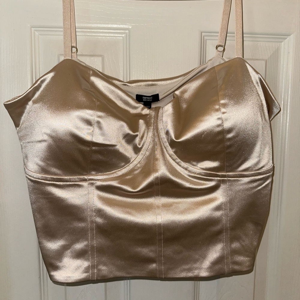 Express Metallic Gold Satin Top